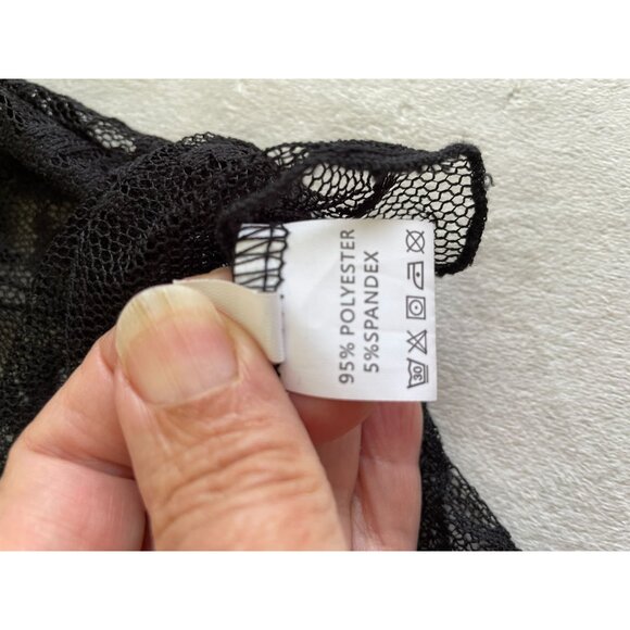 Sheer Black Floral Lace Long Sleeve Whimsigoth Top Size Large Whimsygoth - Picture 9 of 10